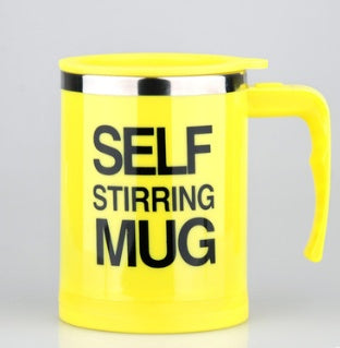 Coffee Stirrer Mug With Creative Handle, Button Design, Self Stirring, Automatic, With Lid